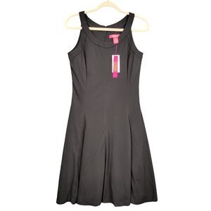 NWT CATHERINE MALANDRINO Black Sleeveless Fit & Flare Cocktail Dress SIZE 8